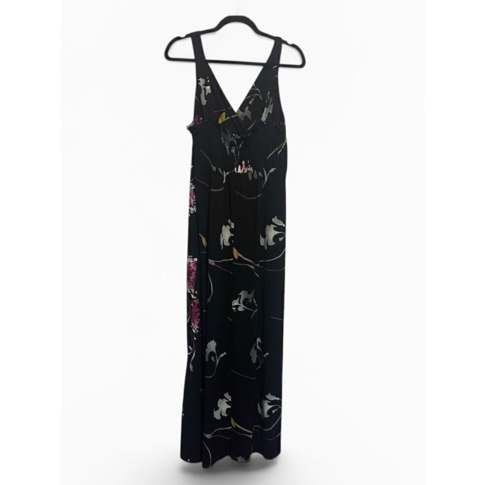Black Floral Maxi Dress Sz M - Picture 1 of 4